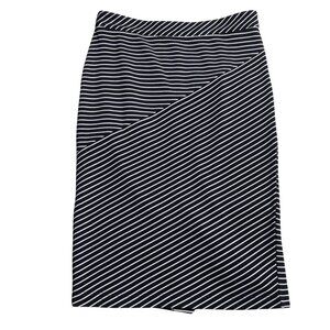Banana Republic Blue/Navy White Striped Pencil Skirt Knee Length, 6